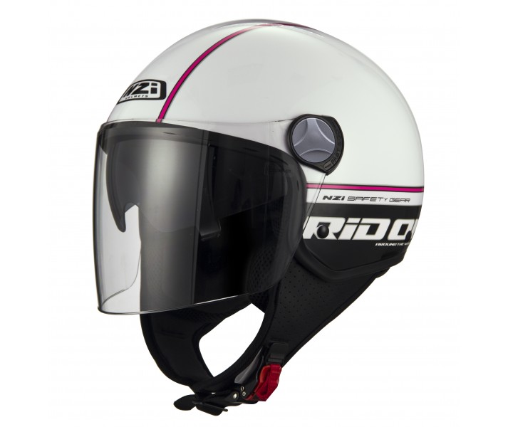 Casco NZI Capital2 Duo Visor Rid On Blanco Rosa Brillo |150300A057|