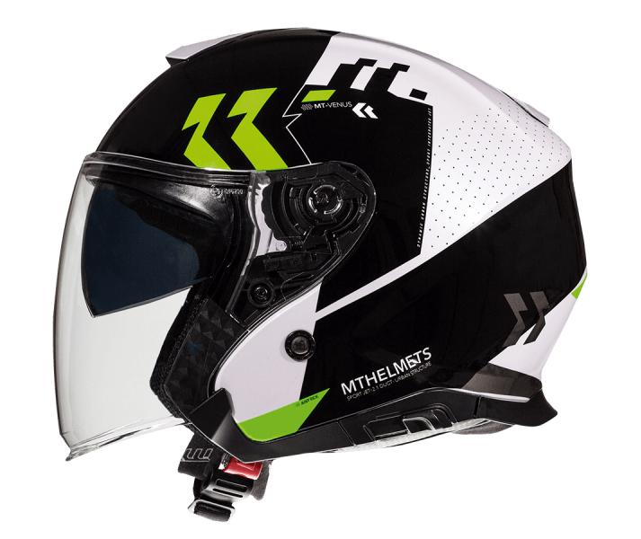 Casco Jet Mt Thunder 3 Sv Jet Venus A6 Verde Fluor Perla Brillo