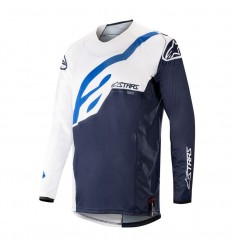 Camiseta Motocross Alpinestars Techstar Factory Jersey Blanco Oscuro Azul Marino