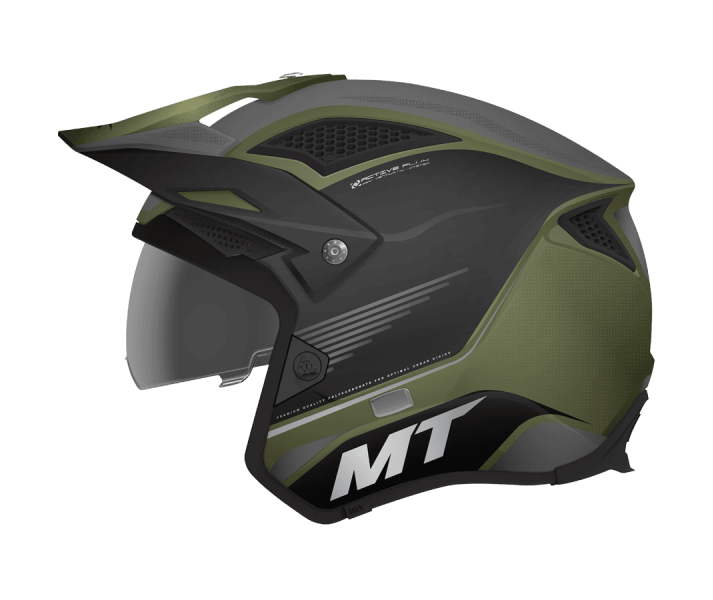 Casco moto verde mate deals