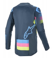 Camiseta Alpinestars Techstar Venom Navy Aqua Pink Fluo |3760020-7639|