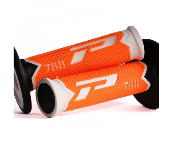 Par Puños Pro-Grip Cross Tricolor Blanco/Naranja Fl/Negro 2016