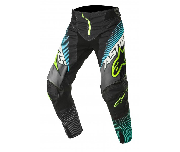 Pantalones Motocross Alpinestars Techstar Factory Pants Negro Verde Azulado Amar |3721017-1074|