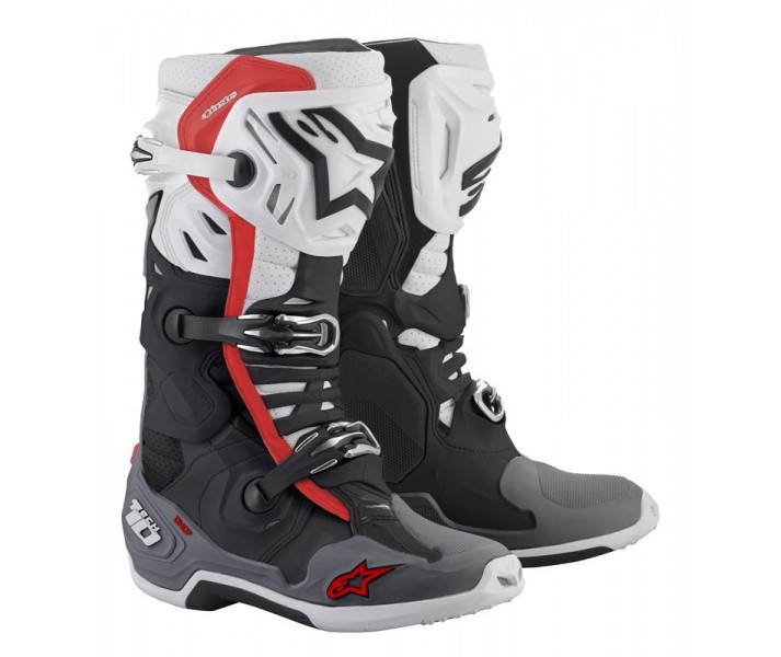 Botas Alpinestars Tech 10 Supervented Black White Mid Gray Red |2010520-1213|