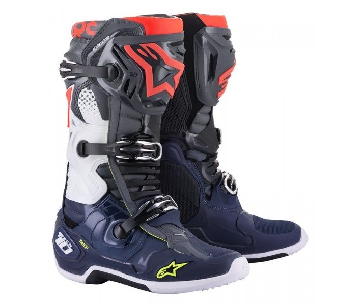 Botas Alpinestars Tech 10 Gris Oscuro Azul Rojo Fluor |2010020-9079|