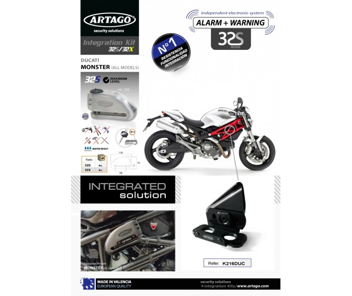 Soporte para candado Artago Kit Integracin Para Alarma Disco 32 Ducati MONSTER 0