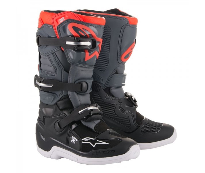 Botas Alpinetars Infantil Tech 7 S Negro Oscuro Gris Rojo Fluor|2015017-1133|