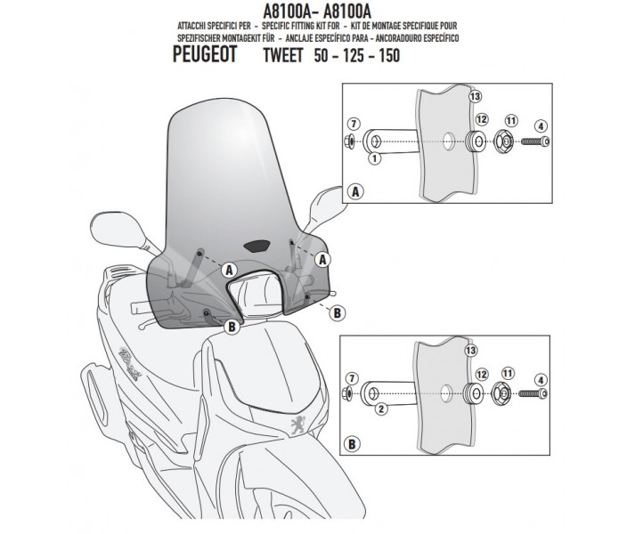 Kit Anclaje Givi Para Peugeot Tweet 50-125-150 de 10 a 13