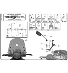 Kit anclajes específico para Cupula Givi Piaggio Beverly 125 - 300 |A357A|