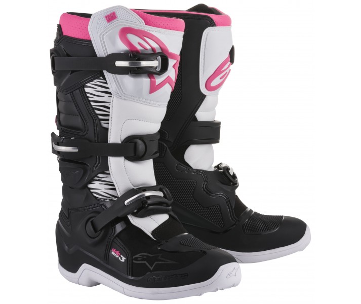 Botas Motocross Mujer Alpinestars Stella Tech 3 Negro Blanco Rosa |2013218-130|