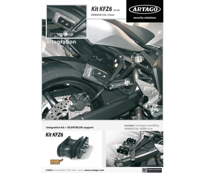Soporte para candado Artago Kit integracin 69 Yamaha FZ6/Fazer04-09 Ref KFZ6