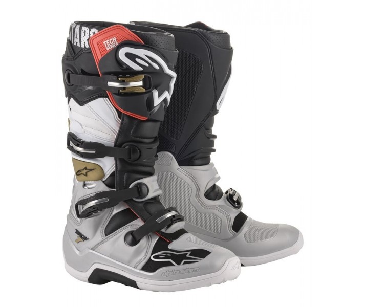 Botas motocross Alpinestars tech 7 negro plata blanco oro |2012014-1829|