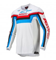 Camiseta Alpinestars Techstar Quadro Off White Azul Neon |3761122-2073|