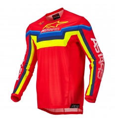 Camiseta Alpinestars Techstar Quadro Rojo Amarillo |3761122-3057|