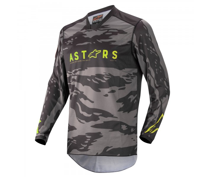 Camiseta Infantil Alpinestars Racer Factory Negro Gris Amarillo |3771222-1154|