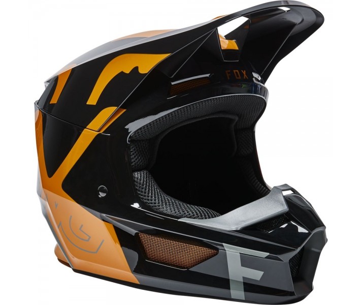 Casco Fox Infantil V1 Skew Negro Oro |28358-595|