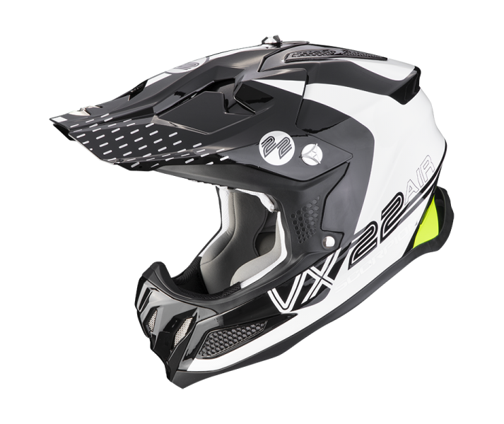 Casco Scorpion VX 22 AIR ARES Blanco Negro Amarillo Fluor |32-379-207-02|