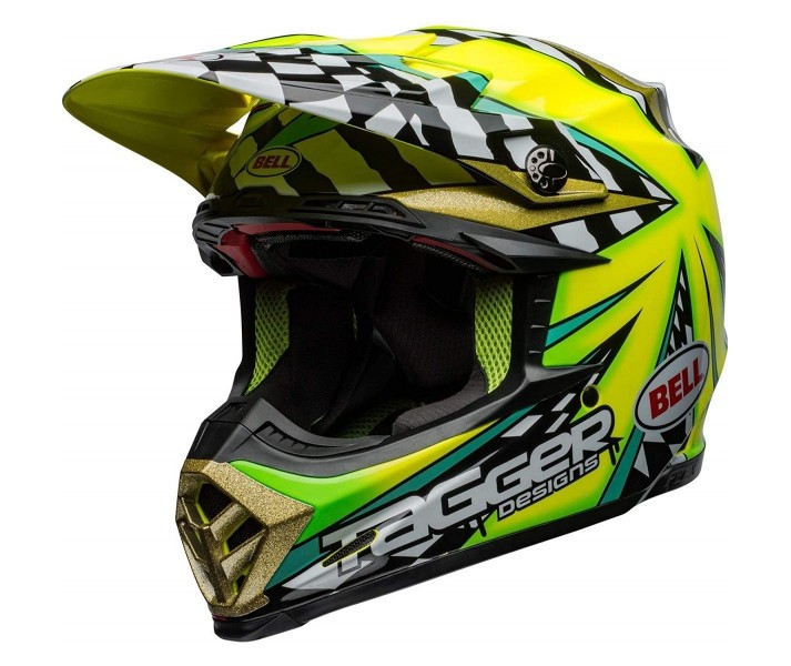 Casco Bell Moto-9 Flex Tagger Mayhem Verde Negro Blanco |801101230471|