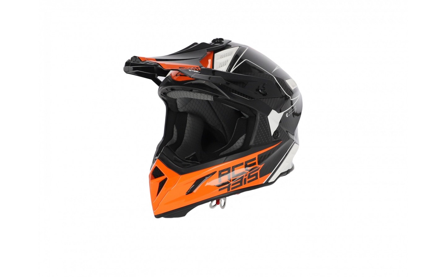 Casco motocross Acerbis Steel Carbon naranja azul