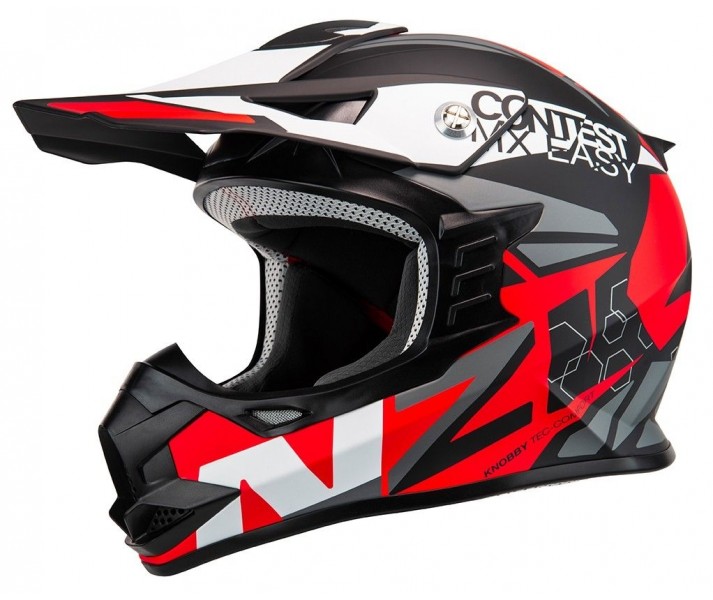 Casco Nzi Knobby Contest Negro Rojo Blanco Mate |150311A209|