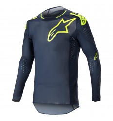 Camiseta Alpinestars Supertech Bruin Night Navy Amarillo Fluor |3760623-7455|