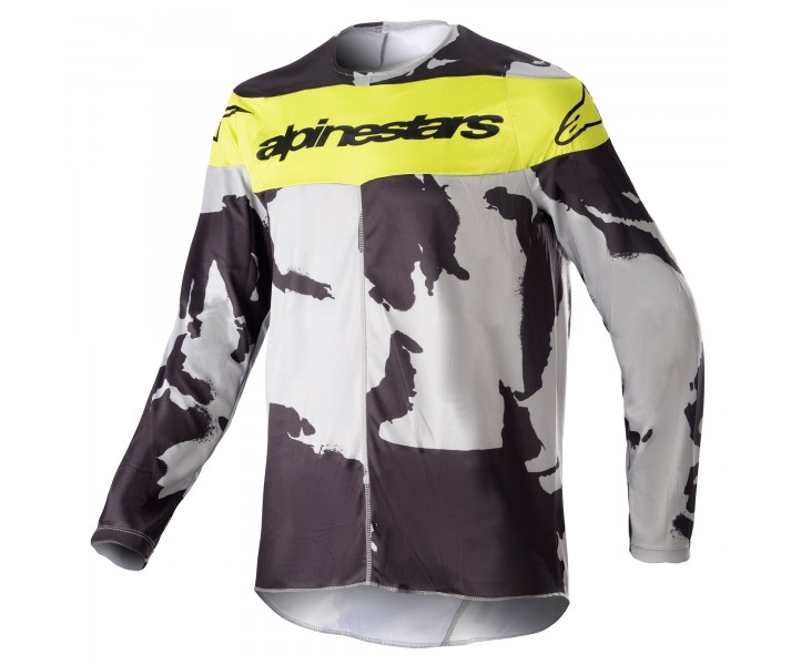 Camiseta Alpinestars Infantil Racer Tactical Cast Gris Camo Amarillo Fluor |3771