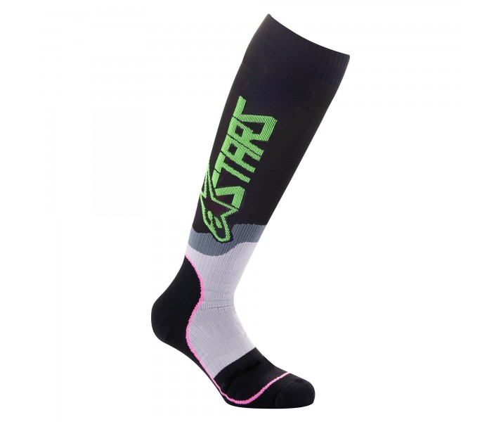 Calcetines Alpinestars Mx Plus-2 Negro Verde Neon Rosa Fluor |4701920-1669|