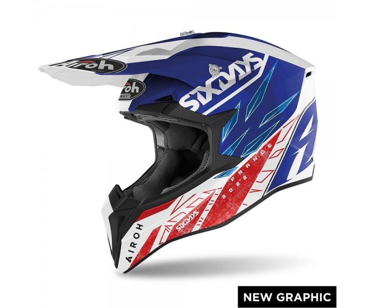 Casco Airoh Wraap Six Days 2022 France Gloss Blanco Azul Rojo |WRSX38|