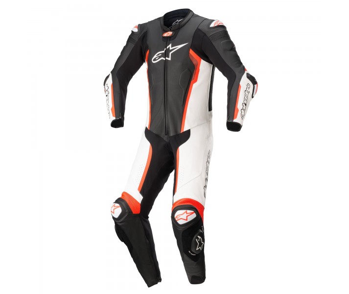 Mono Alpinestars Missile V2 Leather 1 Pc Negro Blanco Rojo Fluor |3150122-1231|