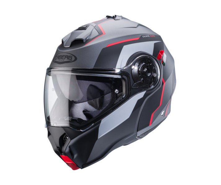 Casco Caberg Duke Evo Move Mate Gun Metal Negro Rojo |C0KB60L2|