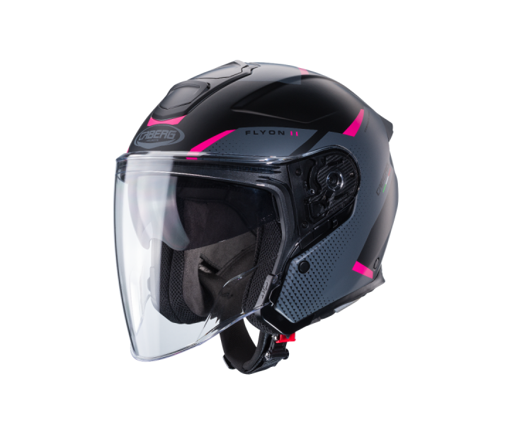 Casco Caberg Flyon II Boss Negro Gris Mate Fucsia |C4HF60L9|