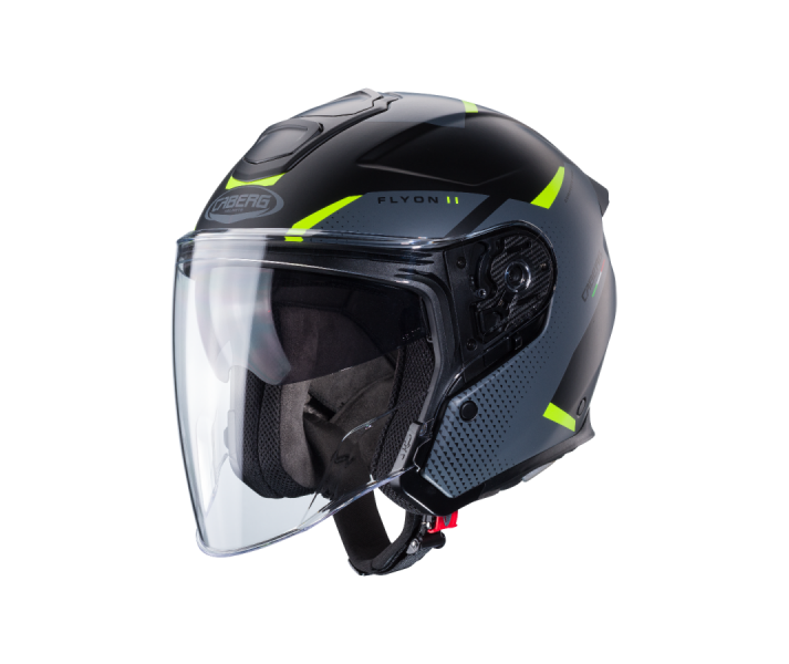 Casco Caberg Flyon II Boss Negro Gris Mate Amarillo Fluor |C4HF60L6|