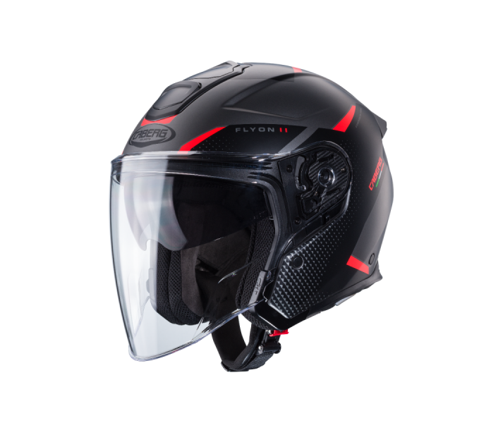 Casco Caberg Flyon II Boss Gris Mate Rojo Negro |C4HF60M8|