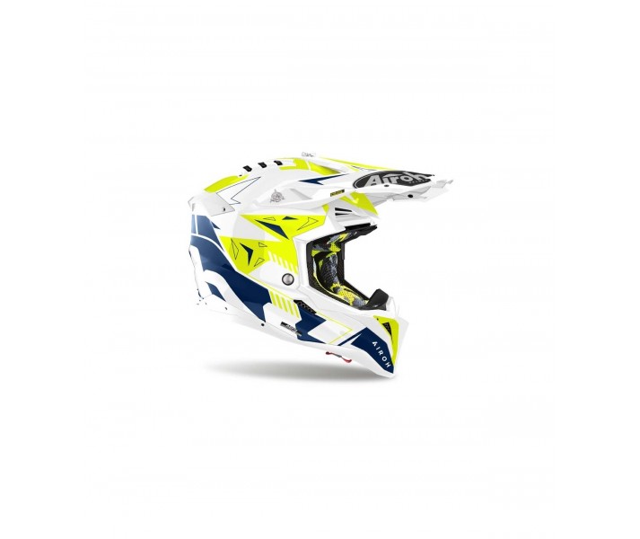 Casco Airoh Aviator 3 Spin Amarillo/Azul Brillo |AV3SP18|