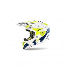 Casco Airoh Aviator 3 Spin Amarillo/Azul Brillo |AV3SP18|