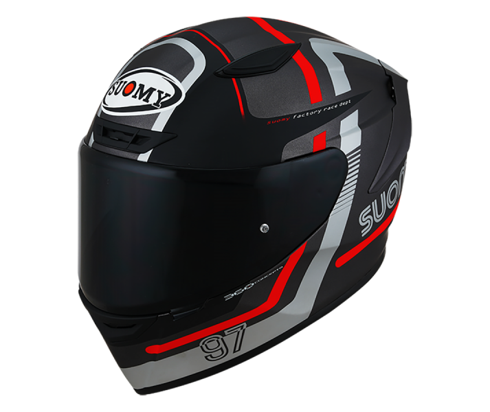 Casco Suomy Track-1 Ninety Seven Mate Gun Metal Rojo |K6T10002|