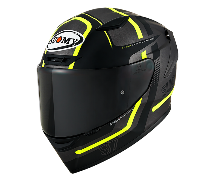 Casco Suomy Track-1 Ninety Seven Mate Gun Metal Amarillo |K6T10013|