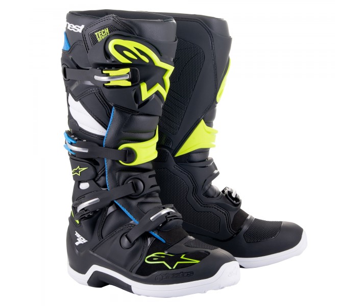 Botas Alpinestars Tech 7 Negro Enamel Azul Amarillo Fluor |2012014-1795|