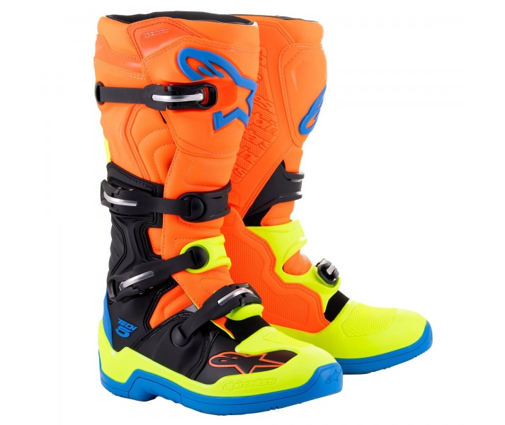 Botas Alpinestars Tech 5 Naranja Fluor Enamel Azul Amarillo Flour |2015015-4755|