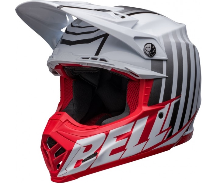 Casco Bell Moto 9S Flex Sprint Mate Brillo Blanco Rojo |8007495005|