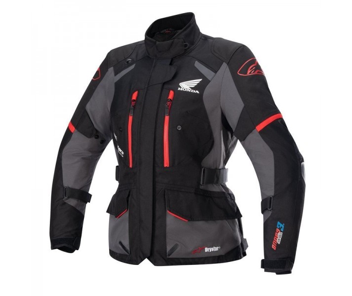 Chaqueta Alpinestars Honda Stella Andes V3 Drystar Negro Gris Rojo Brillo
