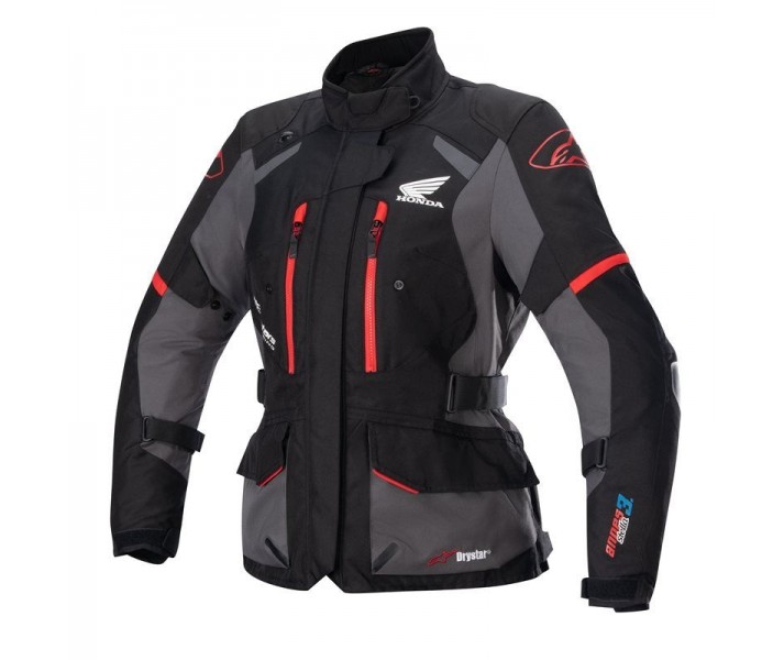 Chaqueta Alpinestars Honda Stella Andes V3 Drystar Negro Gris Rojo Brillo