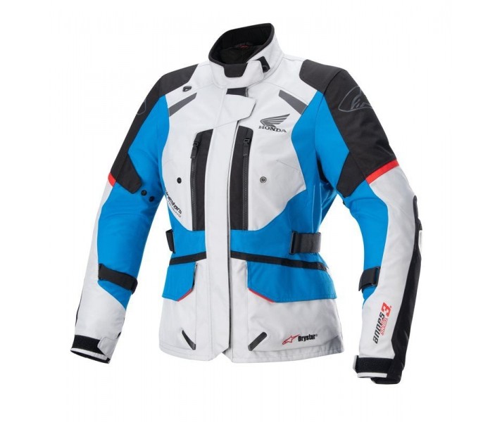 Chaqueta Alpinestars Honda Stella Andes V3 Drystar Gris Azul Rojo Brillo