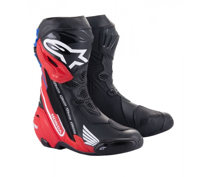 Botas Alpinestars Honda Supertech R Negro Brillo Rojo Azul |2220423-1317|