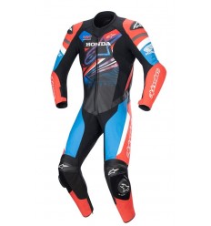 Mono Alpinestars Honda Gp Force Leather Suit Negro Brillo Rojo Azul