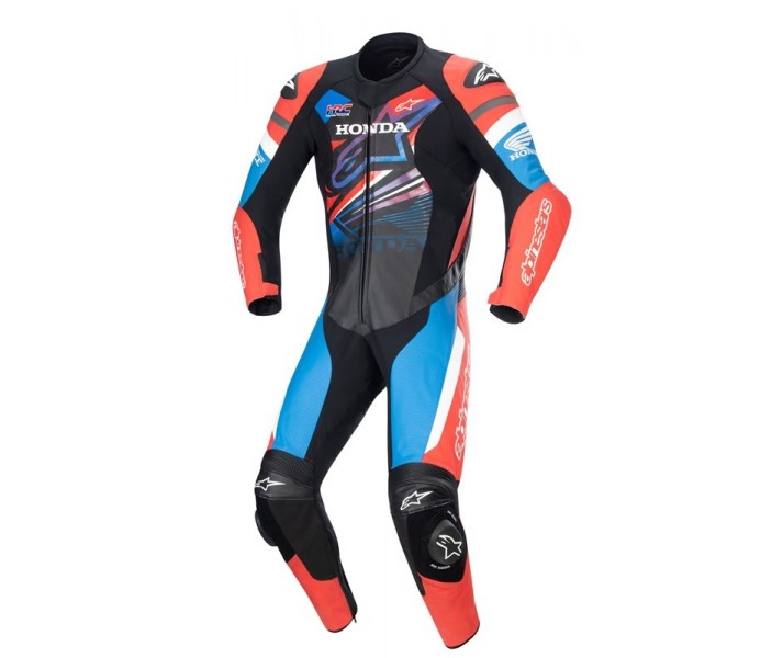 Mono Alpinestars Honda Gp Force Leather Suit Negro Brillo Rojo Azul