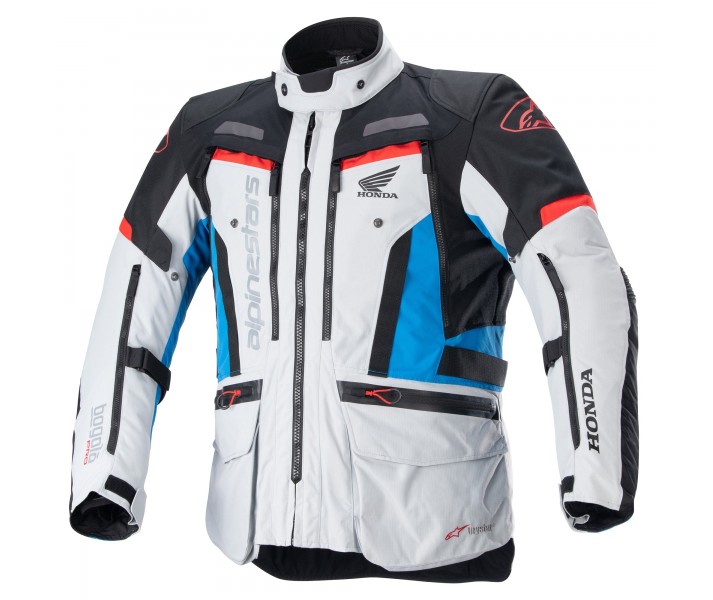 Chaqueta Alpinestars Honda Bogota' Pro Drystar Ice Gris Azul Brillo Rojo