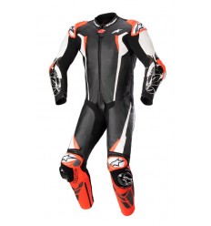 Mono Alpinestars Racing Absolute V2 1 Pc Leather Negro Blanco Rojo Fluor