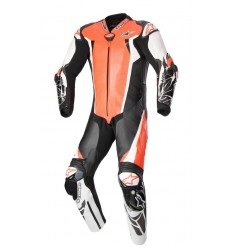 Mono Alpinestars Racing Absolute V2 1 Pc Leather Rojo Fluor Blanco Negro