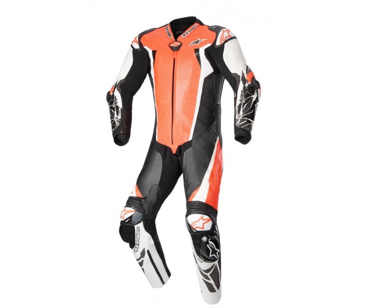 Mono Alpinestars Racing Absolute V2 1 Pc Leather Rojo Fluor Blanco Negro